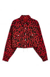 Topshop Leopard Print Denim Jacket at Nordstrom